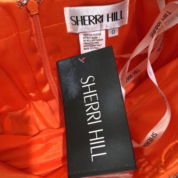 NWT Sherri Hill Maxi Dress Size 0 Orange Rhinestone Beaded Gown Style 3912 - Picture 5 of 8